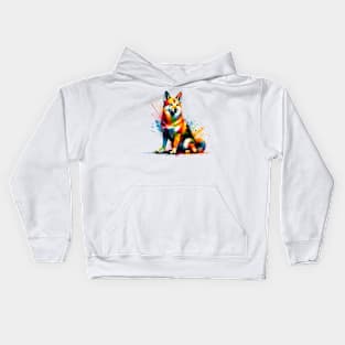 Swedish Vallhund in Colorful Abstract Splash Art Kids Hoodie